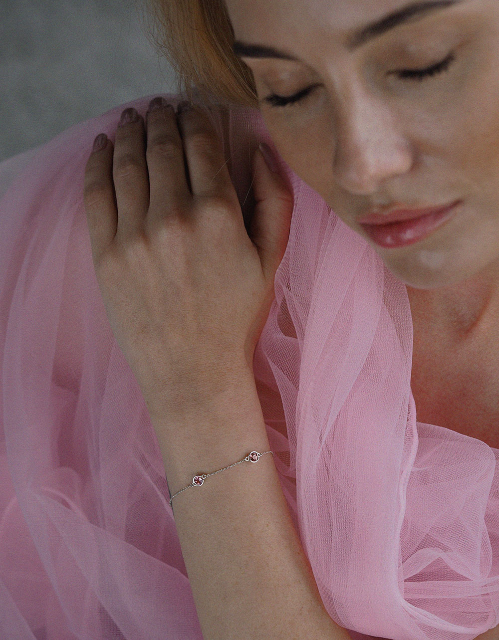 Catch Bracelet with 3 pink Tourmaline's in Sterling Silver.